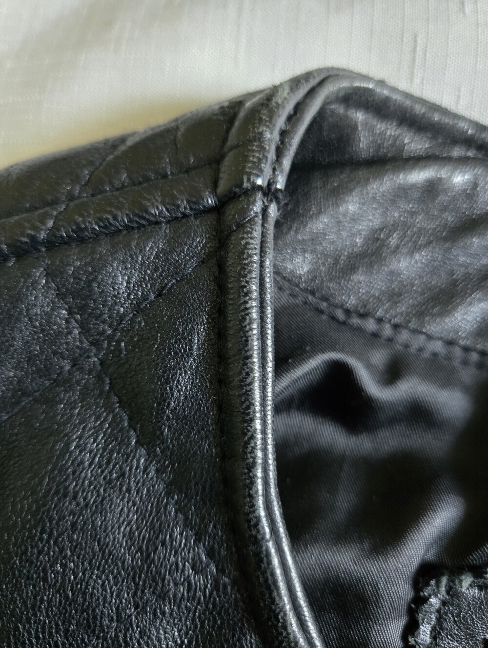 Vintage Express Quilted Leather Bomber Jacket L Parisian Moto Street Style Y2K - Picture 11 of 12